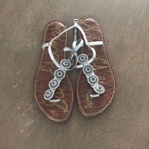 Sam Edelman Silver Jewel Crystal T-Strap Sandals